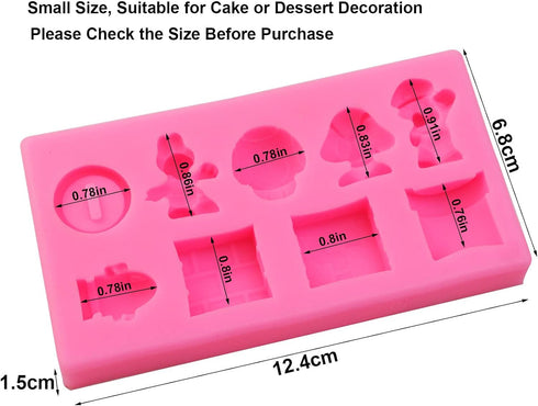 9-Cavity Silicone Cartoon Fondant Mold for Cake Decorating, Candy Making, and Resin Crafts - Chocolate, Gum Paste Tray, and Resin Casting...