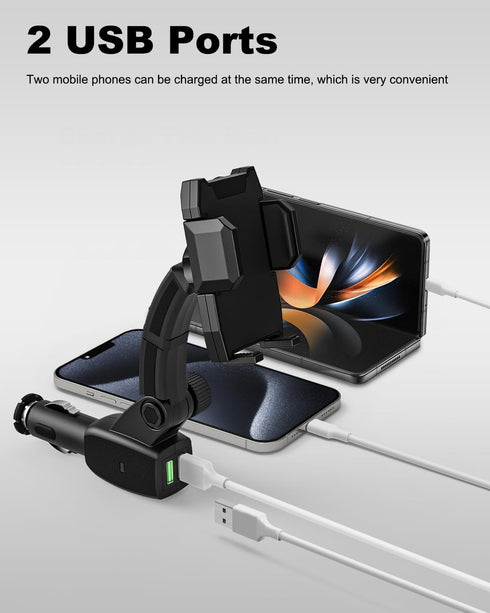 Cigarette Lighter Car Phone Holder Charger, Dual USB Fast Charging Cell Phone Mount for Car Charger with Adjustable Arm & 360° Rotating Car Mount ...