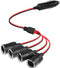 1 to 4 Car Cigarette Lighter 12v 24v Power Charger Adapter 4 Way Socket Car Cigarette Lighter Splitter Extension Cable 13AWG with 20A Fuse- 1FT/0....
