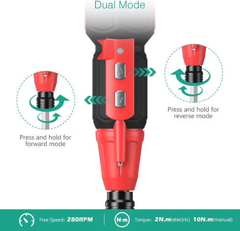 ORIA Rechargeable Cordless Screwdriver, Electric Screwdriver Set, Power Screwdriver, Small Repair Tool Kit with LED Light, 10 Bits, 1/4'' Bit Hold...