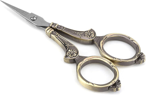Scissors,Mini Vintage Stainless Steel Sewing Scissors Classical Cutting Embroidery Crafts Tool(Figure 8 cut bronze)...