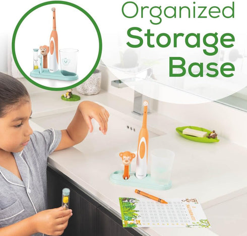 Beurer TB10 Kids Electric Toothbrush Kit - Fun Milo The Monkey Cap with 2 Extra-Soft Brush Heads to Help Remove Plaque, 2 Minute Timer, and Rinse ...