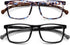 AQWANO 2 Pack Flexible TR90 Reading Glasses for Women Men Long Arms for Neck Hanging, Ultra-light Sports Style Readers Blue Light Block Anti Glare...