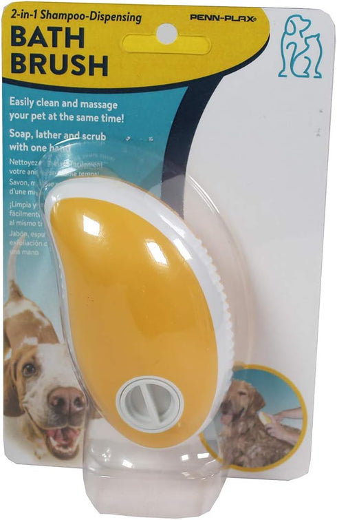 Penn-Plax 2 in 1 Shampoo Dispensing Pet Bath Brush – Soap, Lather, Scrub, and Massage Your Dog or Cat – Safe for all Ages and Breeds...