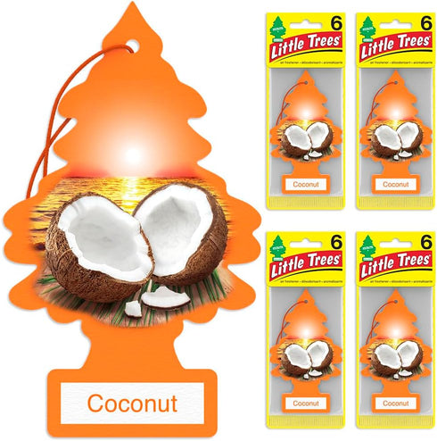 LITTLE TREES Air Fresheners Car Air Freshener. Hanging Tree Provides Long Lasting Scent for Auto or Home. Coconut, 24 Air Fresheners...