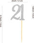 Sumerk 24PCS 21 Cupcake toppers Silver Glitter 21st Birthday Cupcake Picks Anniversary Party Decorations...
