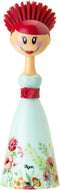 Vigar Dolls Dish Brush with Ergonomic Handle and Dres-shaped Storage Holder - Scrub Brush for Pans, Pots, Kitchen Sink Cleaning, Blue/Pink...