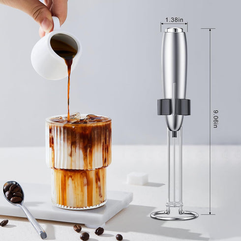 Milk Frother Handheld, Kitchen Powerful Electric Foam Maker with Stand, Battery Powered Foamer Blender Drink Mixer for Coffee Latte Cappuccino Hot...