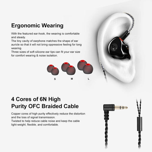 in-Ear Monitor Headphones in Ear Earbuds Earbuds Wired Earphone Dual Drivers Headphone with MMCX Detachable Cables,Noise-Isolating Earbud for Musi...
