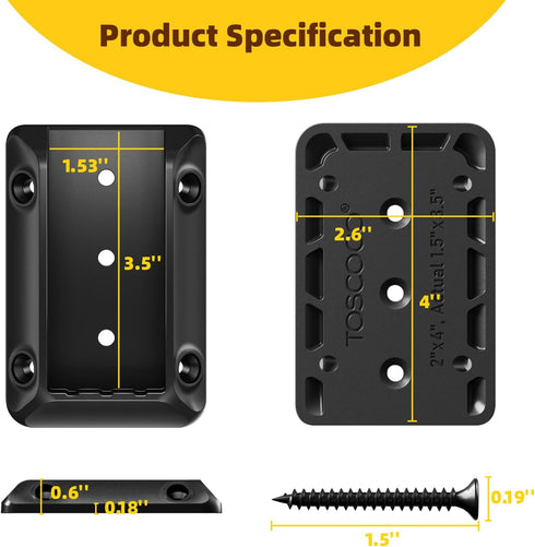 4pcs Deck Railing Bracket Connectors for 2”×4“ (1.5" × 3.5”) Deck Railing Wood Post, Railing Bracket for Wood Stair Fence Railings Handrail with C...
