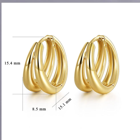 18K Gold Plated Hoop Earrings for Women Double Hoops Huggies Punk Earrings for Tenngirls...