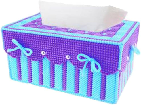 Btibpse 3D Cross Stitch Kits Simple Embroidery Tissue Box Needlecrafts for Beginners/Kids/Girls/Women (Cyan+Purple)......