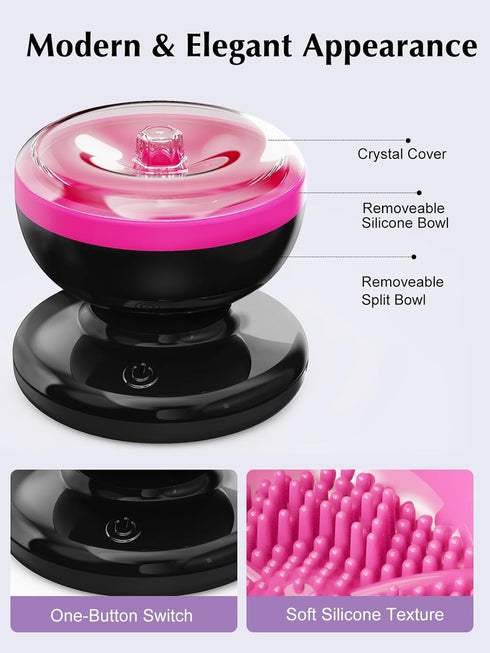 Makeup Brush Cleaner Machine Leumorcioa Electric Silicone Cosmetic Brush Cleaners For Girl Women- Automatic Deep Cleaning Makeup Brush Washer- Mak...