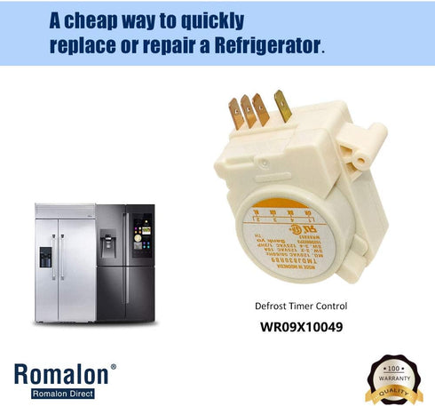 Romalon WR09X10049 Defrost Timer Control Replacement Part Fit for G-E Hot-Point Refrigerator Replaces WR09X0278 SWR9X412 SWR9X413 SC952