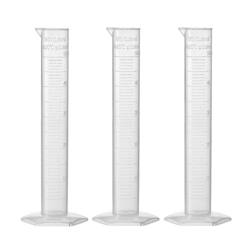 uxcell Plastic Graduated Cylinder, 50ml Measuring Cylinder, Science Test Tube Beakers, Single Metric Scale, Clear Hex Base Flask for Lab Home 3pcs...