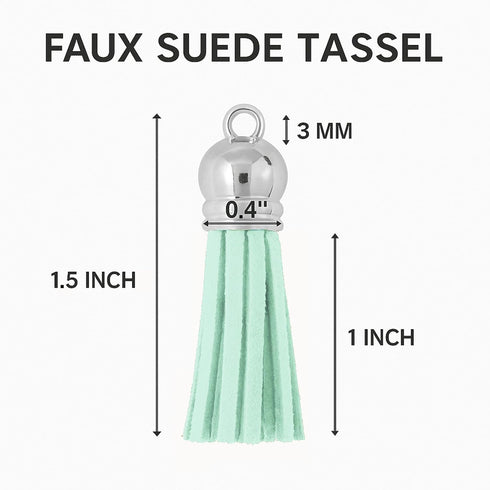 Mandala Crafts 100 Pcs Aqua Faux Suede Tassels Bulk Keychain Making Supplies - Small Leather Tassels for Charms, Jewelry Making, and DIY Crafts...