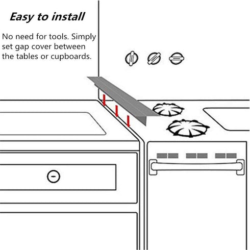Silicone Gap Cover, (2 Pack) Silicone Gap filler Stopper Kitchen Stove Counter Gap Covers - Flexible Stove Space Fillers, Food Grade (21inches, Black)