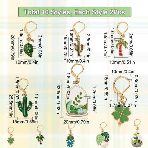 SUNNYCLUE 1 Box 20Pcs Stitch Markers Cute Lobster Clasp Charms Green Plants Cactus Crochet Stitch Marker Removable Knitting Stitch Markers Metal C...