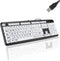 Luqeeg Large Print Computer Keyboard, USB Wired Keyboard, Standard 104 Keys Black White High Contrast Keyboard with White Large Print Keys, Low Vi...