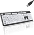 Luqeeg Large Print Computer Keyboard, USB Wired Keyboard, Standard 104 Keys Black White High Contrast Keyboard with White Large Print Keys, Low Vi...