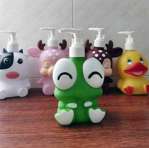 Frog Cow Cute Cartoon Animal Hand Soap Pump Lotion, Hand Soap, Shampoo, Shower Gel Dispenser, Suitable for Bathrooms, Kitchen Countertops, Bathroo...