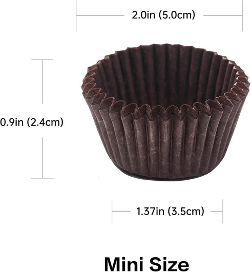 400pcs Mini cupcake liners for baking, Dark Brown parchment mini muffin liners for Mini Cupcake Pans,food grade,non stick,greaseproof for Christma...