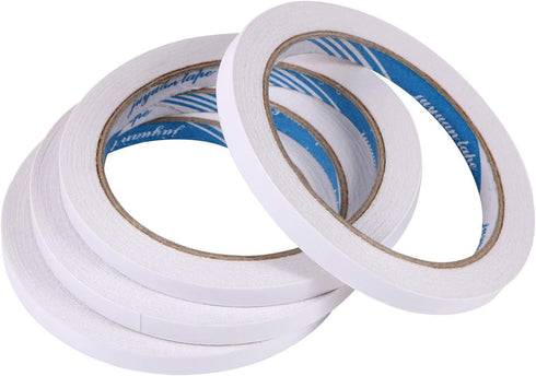 CABAX 4 Rolls Double-Sided Tape Adhesive Sticky Tapes for Scrapbooking, Photos, Invitation Cards, Paper, DIY Crafts and Office School Stationery S...