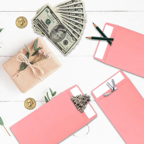 100pack Money Saving Envelopes,3.5x6.5inch pink Money Envelopes for Cash, Key Envelopes for Coins, Checks, Gift Cards & Tickets(Pink)...