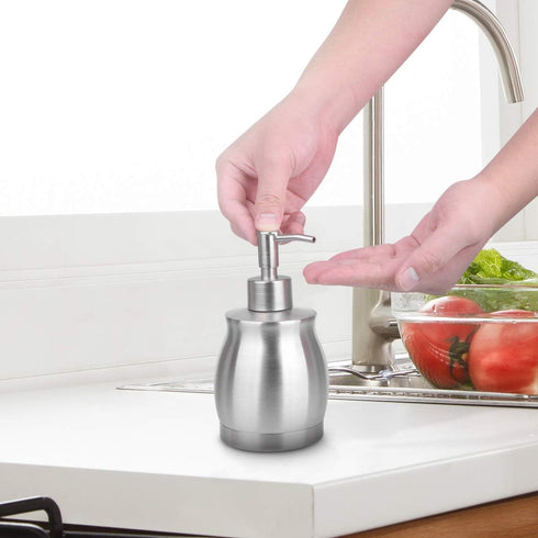 Stainless Steel Countertop Soap Dispenser Liquid Bottle and Pump, Suitable for Various Places Such as Kitchen and Bathroom (Brushed Nickel, 390 ml...