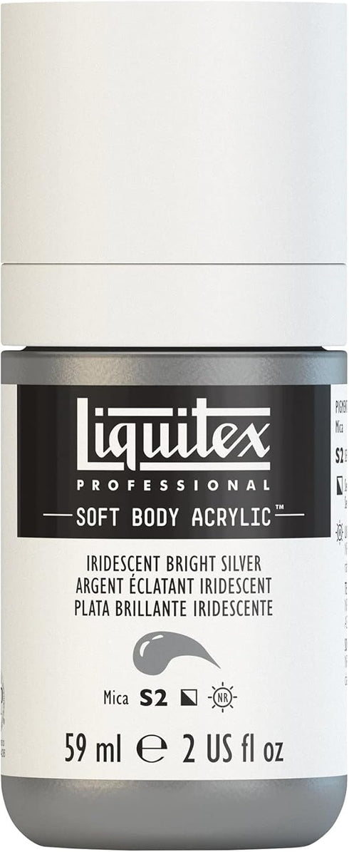 Liquitex Professional Soft Body Acrylic Paint, 59ml (2-oz) Bottle, Iridescent Bright Silver...