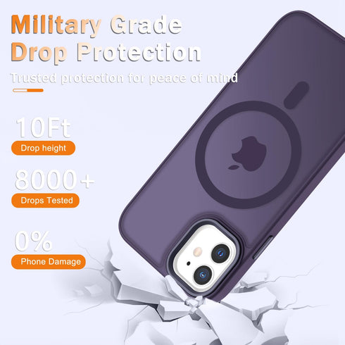 for iPhone 11 Case, Matte Magnetic Phone Case with 1 Screen Protector, Compatible with Magsafe, Translucent Frosted Slim Shockproof Protective Cov...