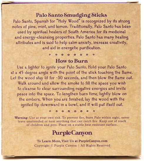 Purple Canyon Palo Santo Incense Sticks - 8 Pack | Sustainably Harvested Natural Incense for Smudging, Meditation, Cleansing, and Stress Relief...