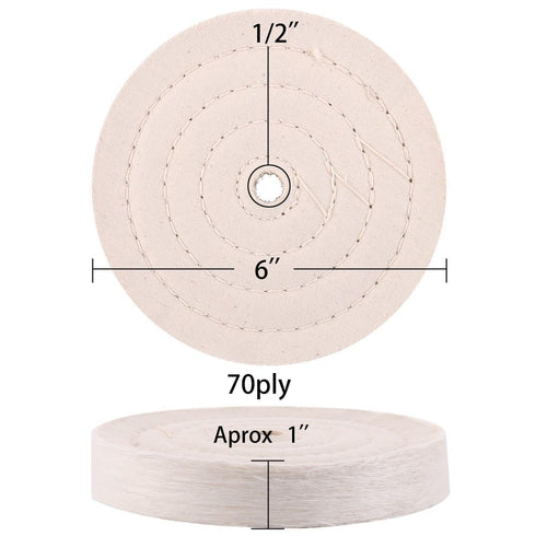 SCOTTCHEN Extra Thick Buffing Polishing Wheel 6 inch (70 Ply) for Bench Grinder Tool with 1/2" Arbor Hole 2 PCS...