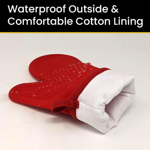 Oven Mitts Heat Resistant Silicone, Kitchen Gloves & Pot Holders, Cotton Lining, Non-Slip, Flexible, Durable, Easy Clean, Cooking, Baking, Grillin...