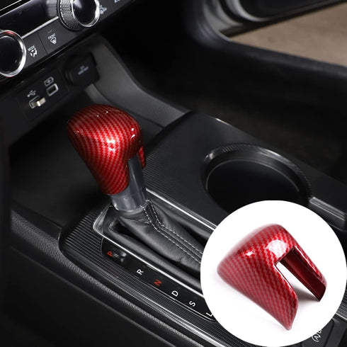 ABS Carbon Fiber Texture Car Center Control Gear Shift Knob Head Trim Cover,Gear Shift Knob Cover for Honda Civic 2022 (Red-Carbon Fber Texture)...
