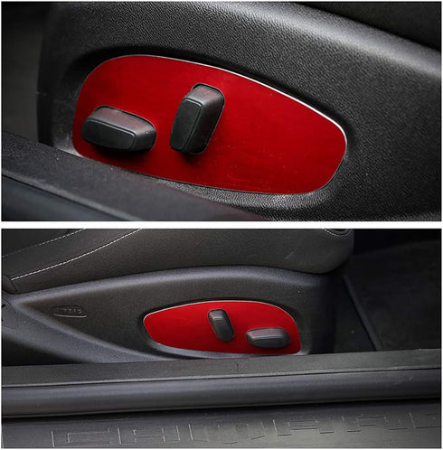 RT-TCZ for Chevy Camaro Seat Adjustment Switch Button Trim Cover for Chevrolet Camaro 2017 Up Red Interior Accessories 2pcs...