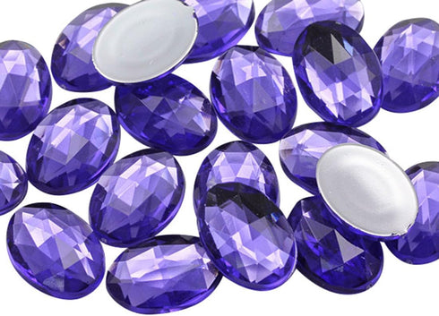 Allstarco 18x13mm Purple Violet .VT Flat Back Oval Acrylic Rhinestones Plastic Costume Gems Cosplay Embelishments Decorations - 35 Pieces...