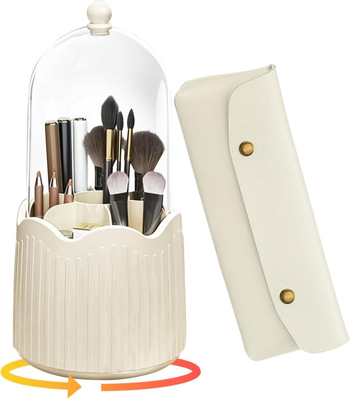 BigKing Makeup Brush Holder with Lid, Brush Holder Makeup Organizer,360 Rotating Dustproof Makeup Brushes Organizer for Vanity Desktop Bathroom Co...