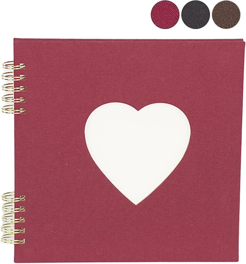 DIY Linen Scrapbook Photo Album - Handmade Double Coil Design - 15 Blank White Inner Sheets - 6.3 x 6.3 inches - Ideal for DIY Sketching, Painting...