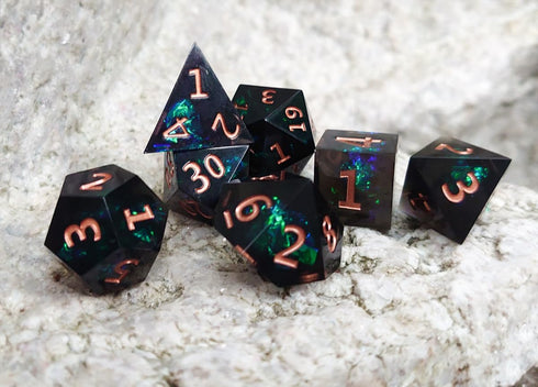 Sharpe Edge Black D&D Dice Set with Leather Bag– Green Dice Set for DND Accessories,D&D,Dungeons and Dragons,Role Playing Games and Other Table Ga...