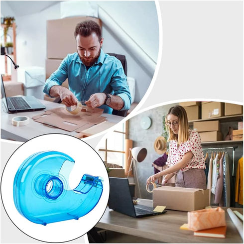 Small Tape Dispenser Desk Portable Adhesive Roll Holder Transparent on Refillable Hand Dispenser for Adhesive Tape Office Home(Random Color)...