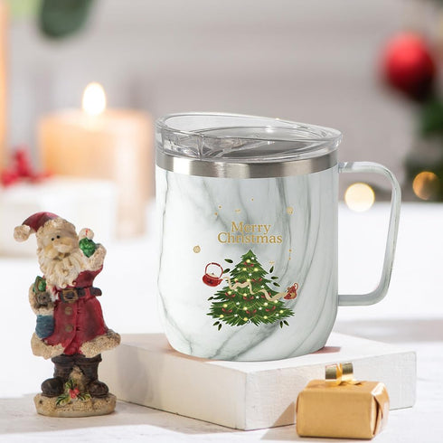 VAHDAM Christmas Mug, Christmas Gifts For Women, Men & Adults | Stainless Steel, Vacuum Insulated Coffee Mug with Lid - 10 oz | Christmas Gifts 20...