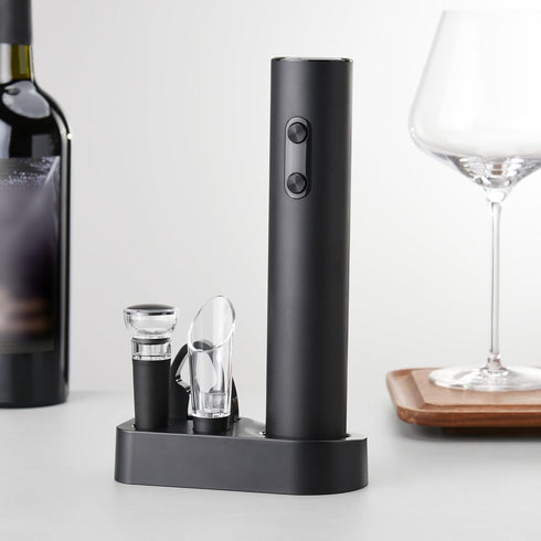 Electric Wine Bottle Opener Automatic Corkscrew Remover with Base, Foil Cutter, Wine Pourer, Vacuum Stopper for Wine Lovers Gift Home Kitchen Part...