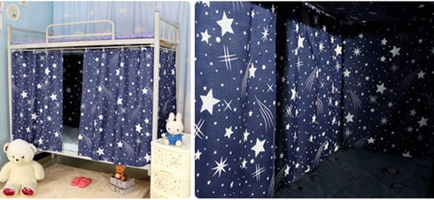 CLARA Single Sleeper Bunk Bed Curtain College Student Dorm Bed Canopy Bedding Tent Blackout Mosquito Nets Bedding Curtain Dark Blue(1 Panel, 59.1×...