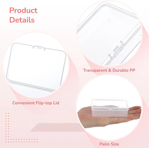 12PCS Hair Tie Organizer, Transparent Mini Storage Box, Rectangle Clear Plastic Storage Container, Portable Small Items Holder with Lid for Home, ...