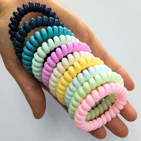 No Crease Spiral Hair Ties 20 Pieces Traceless Coil Hair Ties No Damage Phone Cord Hair Ties Elastics Hair Coils Plastic Hair Bands Spiral Bracele...