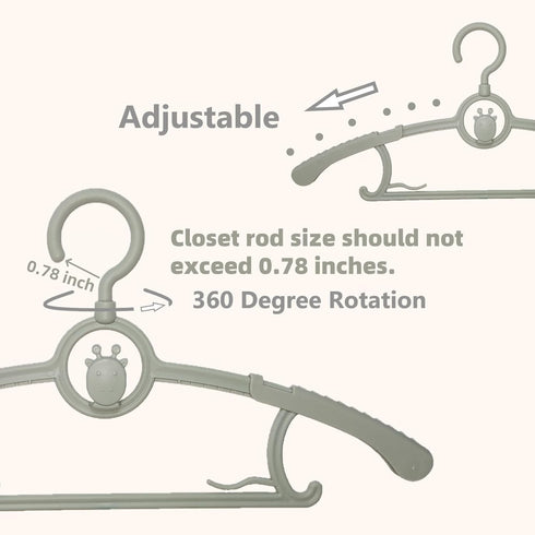 Baby Hangers 30 Pack, 360° Swivel Hook, Adjustable Kids Hangers According to Clothing Size, Suitable for Babies and Children (Gray)...