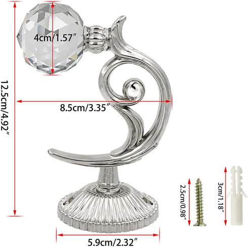 BTSKY® Pair of Phoenix Glass Crystal Curtain Holdbacks Drapery Tiebacks Tassel Holder (Silver)...