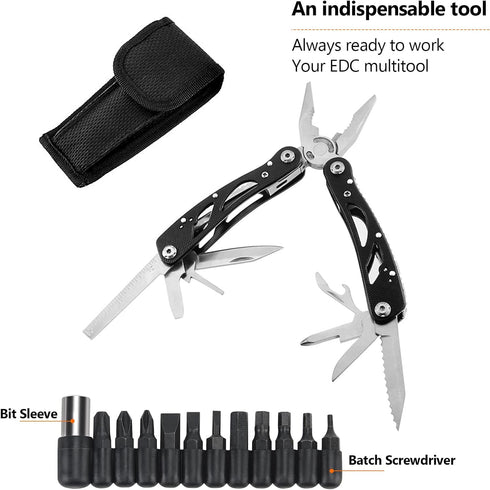 Poeland Multitool Pliers Set Stainless Steel Screwdriver Tool with 11 Screwdriver Bits Black...