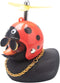 wonuu Rubber Duck Car Decorations Black Duck Car Dashboard Ornaments with Propeller Helmet for Adults (Beatle)...